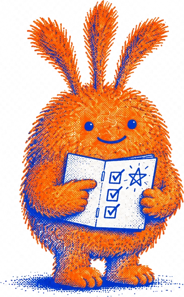 Nuffo holding open a little zine, pointing at a page