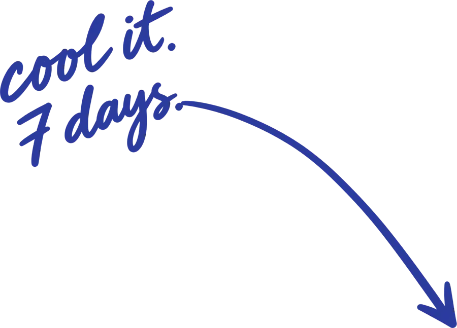 Handwritten: cool it. 7 days.